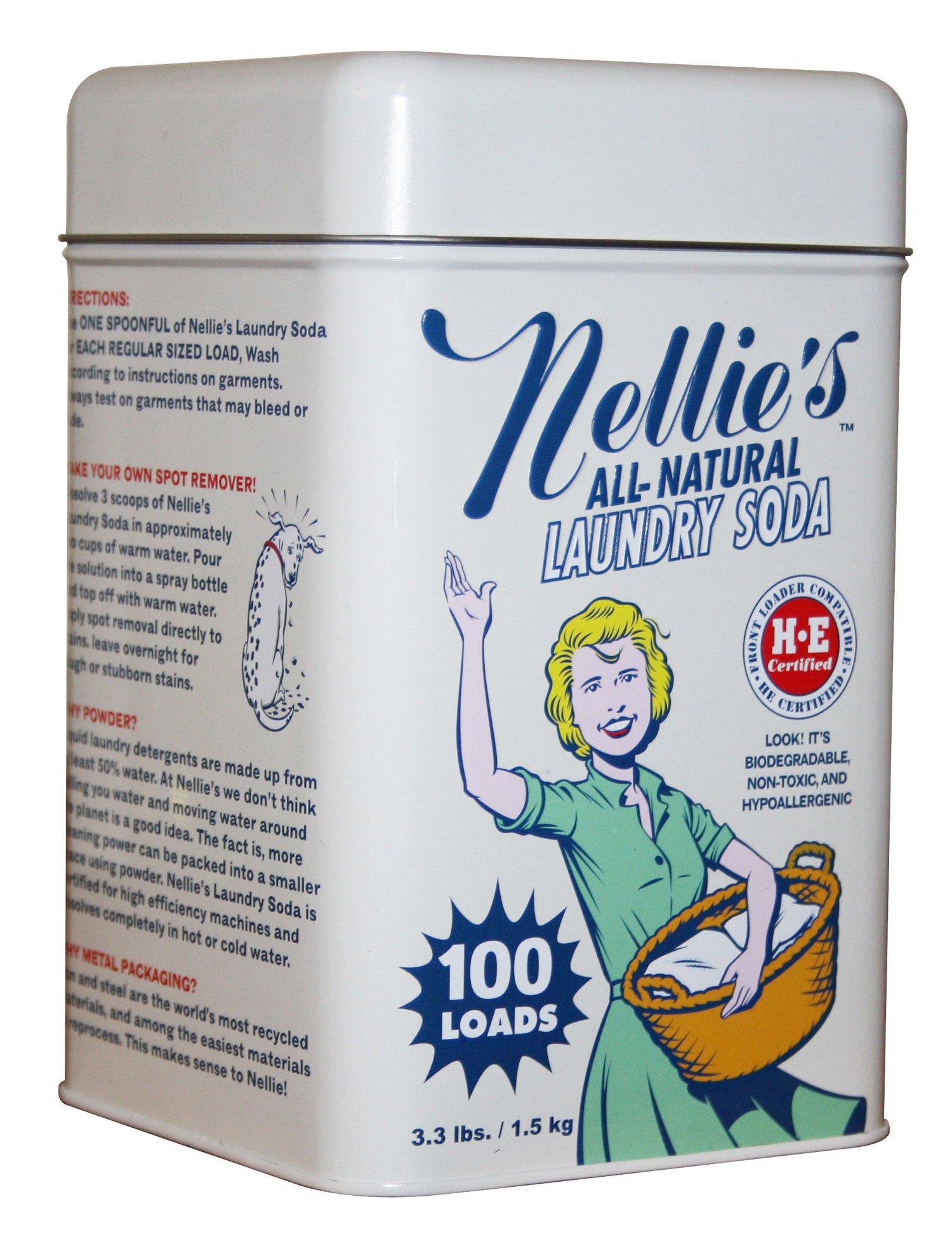 Nellie's Nls-100T All Natural Laundry Soda 100 Load Tin Nls-100T 3.3 Pound 9