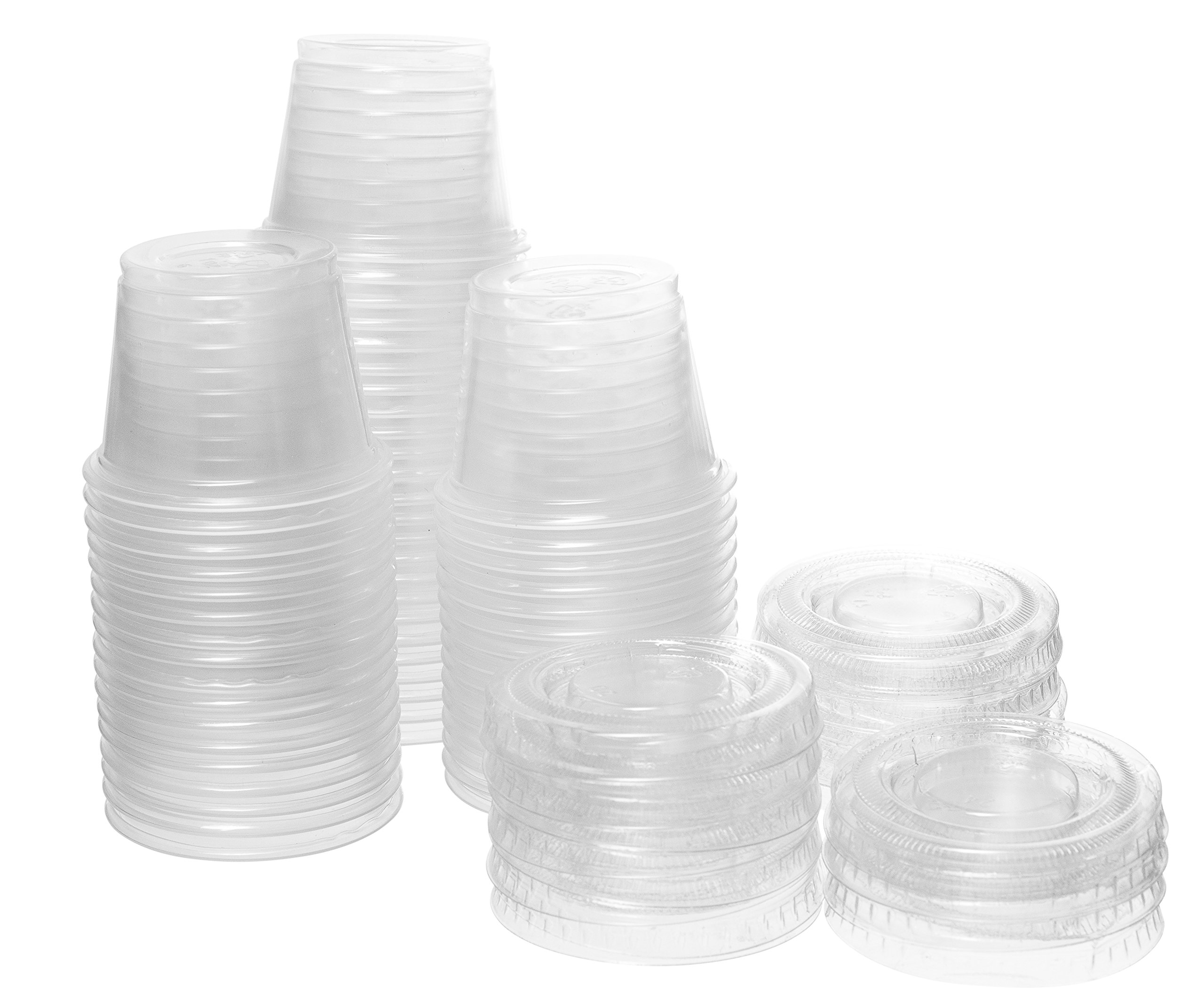 Crystalware, Disposable 1 Oz. Plastic Portion Cups With Lids, Condiment