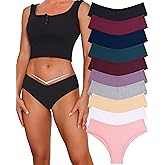 CuteByte 10 Pack Womens Cotton Underwear Sexy Stretch V-Waist Ladies Panties Low Rise Cotton Cheeky Hipster S-XXL