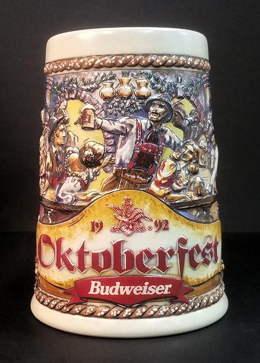 1992 Budweiser Oktoberfest Stein/Mug with Salted Pretzel