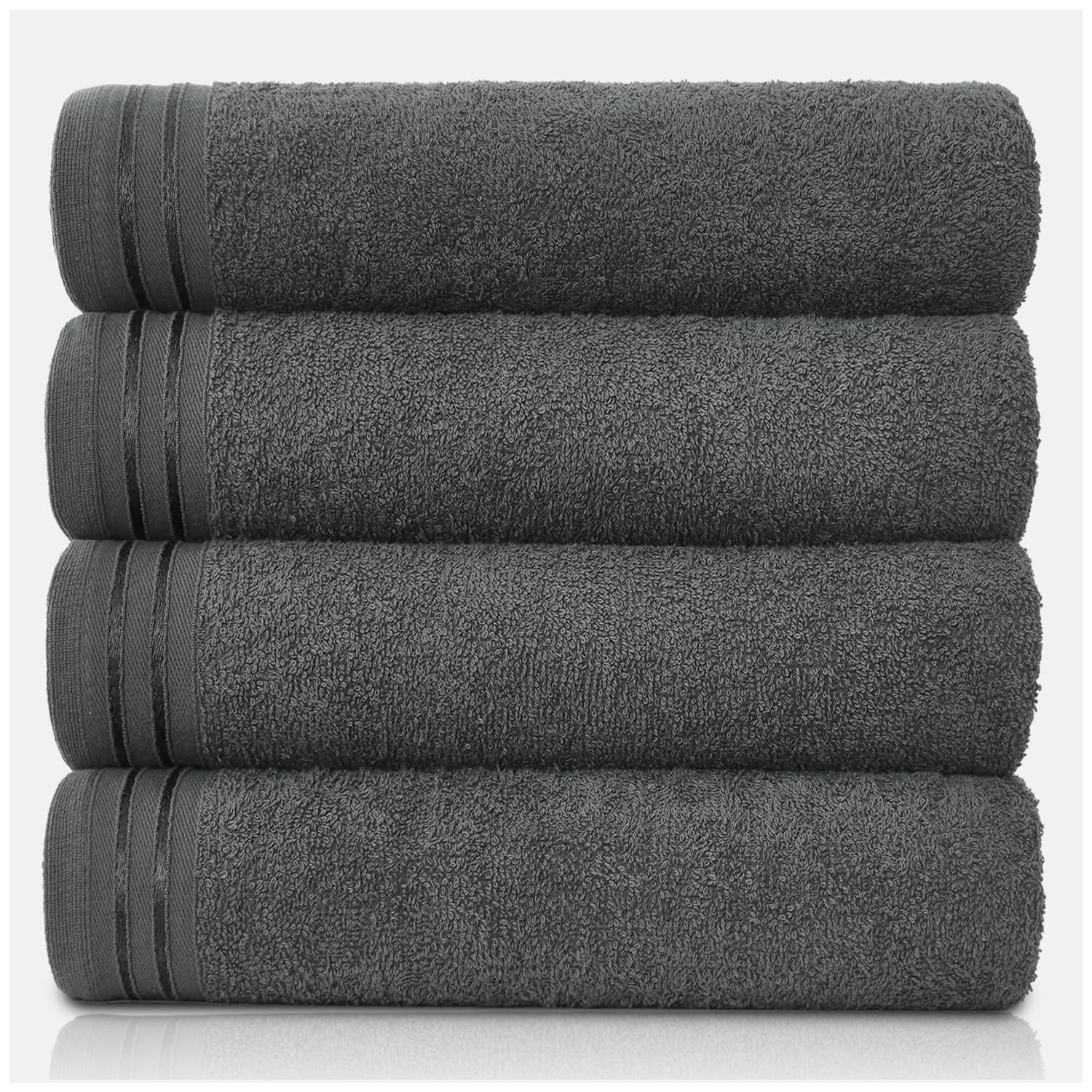 GC GAVENO CAVAILIA Large Towels Bath Sheet - Highly Absorbent Egyptian Cotton Towel Set - 4 Pack Extra Soft Large Bath Towel Charcoal-Quick Dry Bath Sheets - 450 GSM Washable Towels, 75X135 Cm