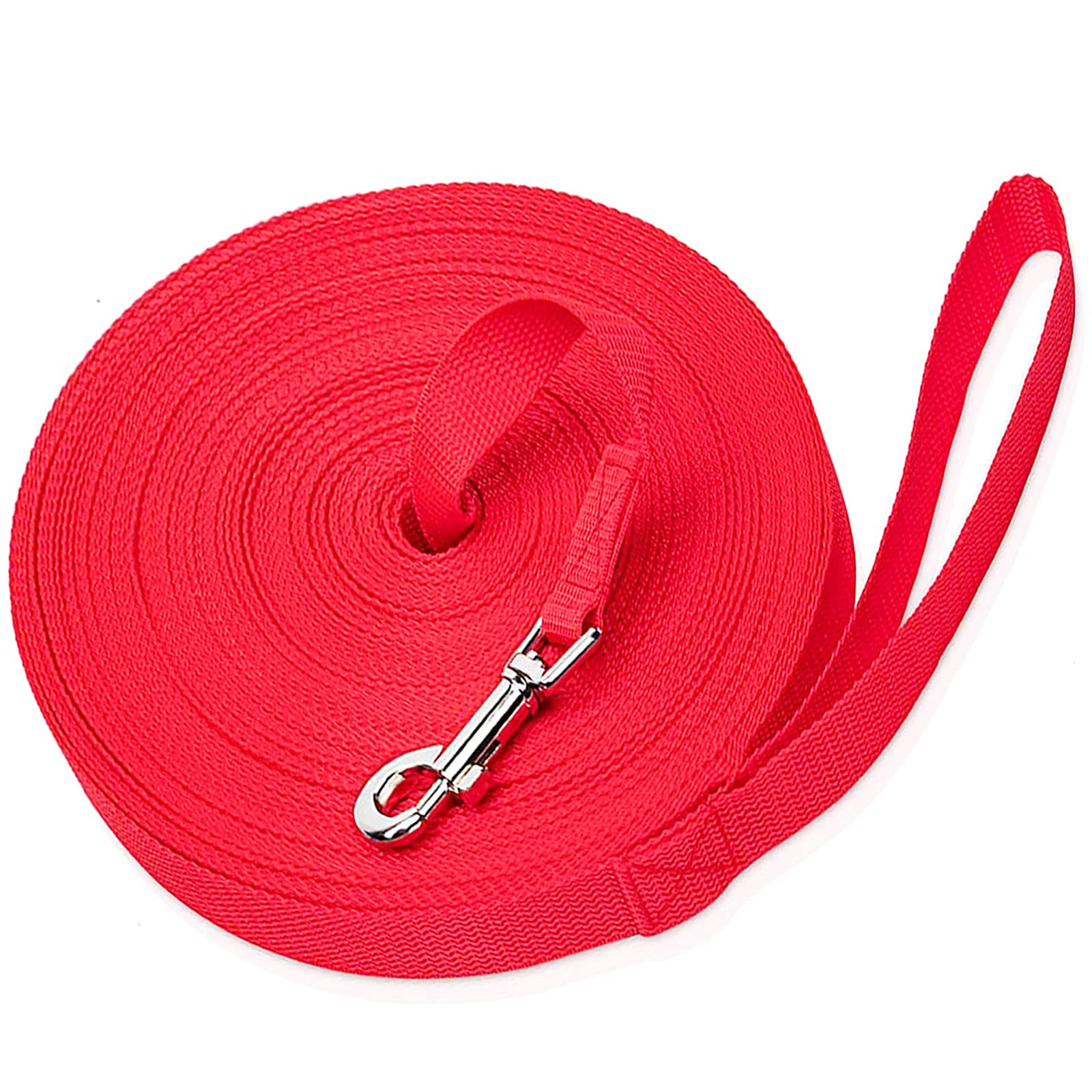 Mainiusi 20m Dog Lead, Training Lead for Dogs Long Line 20m Extra Long Dog Leash for Recall Training, Tracking Leash for Dogs, Ideal for Backyard, Lawn, Park, Beach, Camping, Obedience(Red)