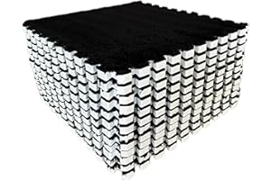 easycustomerlee 12pcs Tiled Puzzle Play Mats Interlocking Shaggy Soft EVA Foam Mats Protective Floor for Children Kids Room Home Parlor Bedroom(Black)