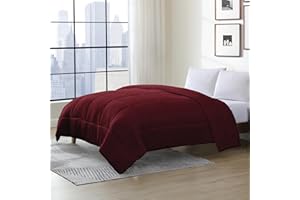 Swift Home All-Season Extra Soft, Luxurious Classic, Light-Warmth, Stand-Alone Down-Alternative Comforter – Burgundy, Twin (6