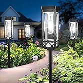 KOOPER Taller Solar Pathway Lights Outdoor, 8 Pack Upgraded Brighter Solar Garden Lights Solar Powered, Up to 15 Hours Outdoor Solar Lights for Yard Landscape Path Walkway Driveway （Cool White）