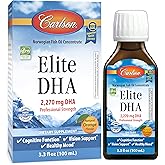 Carlson - Elite DHA, 2270 mg DHA, Professional Strength, Norwegian Fish Oil Concentrate, Cognitive Function & Vision Support, Orange, 100 mL