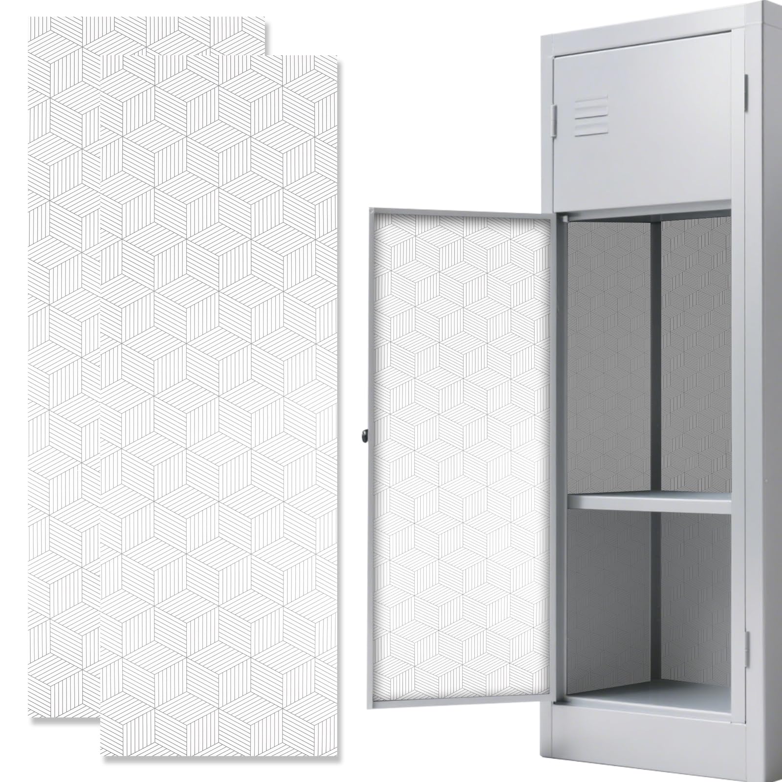 Photo 1 of AUECOOME 2Pcs 12''x36'' School Locker Magnetic Wall Paper Sheet Trimmable Locker Decoration for Easily Install Removable Locker Accessories for School Office Metal Surfaces (Black Square, 2)