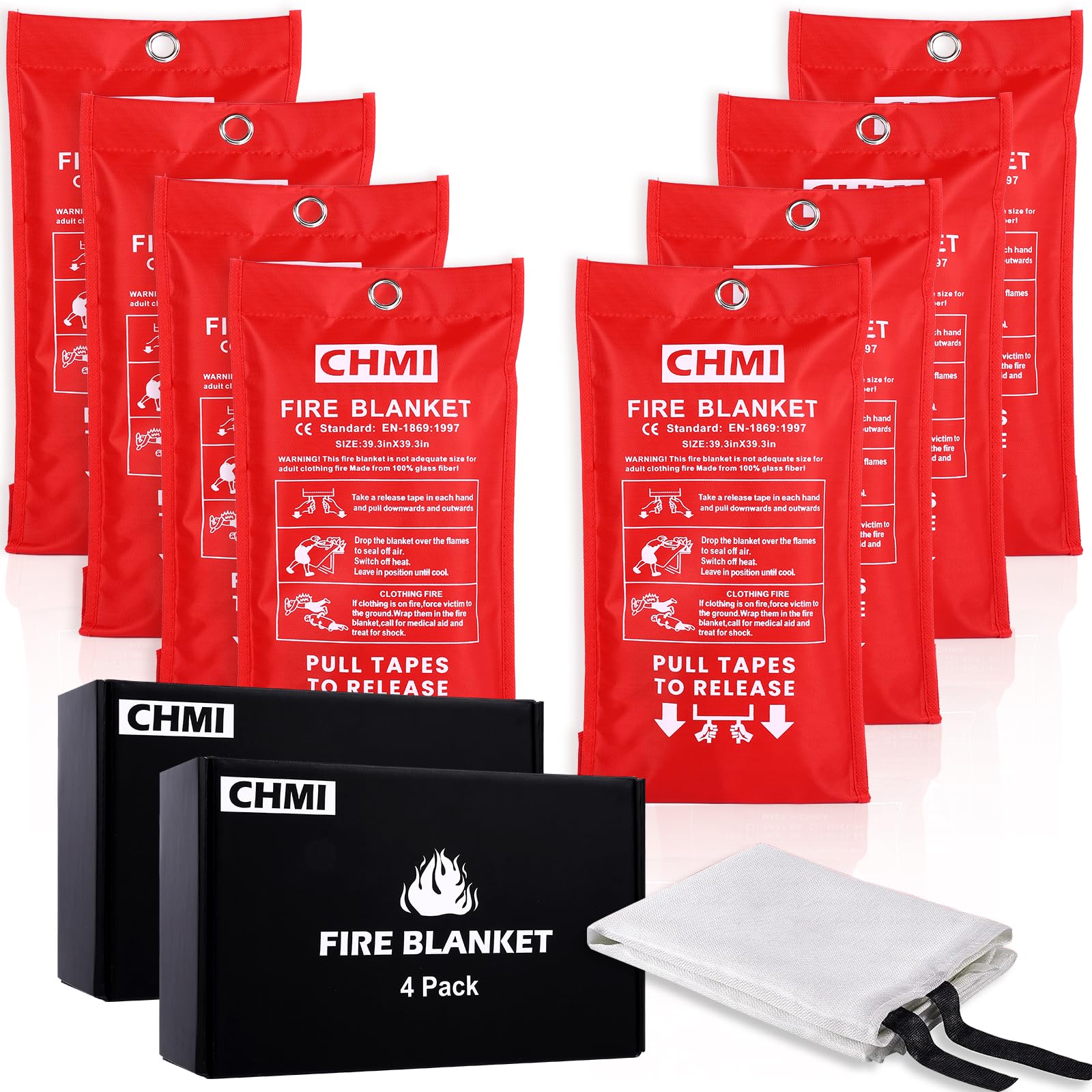 CHMI Emergency Fire Blanket - 8 Pack