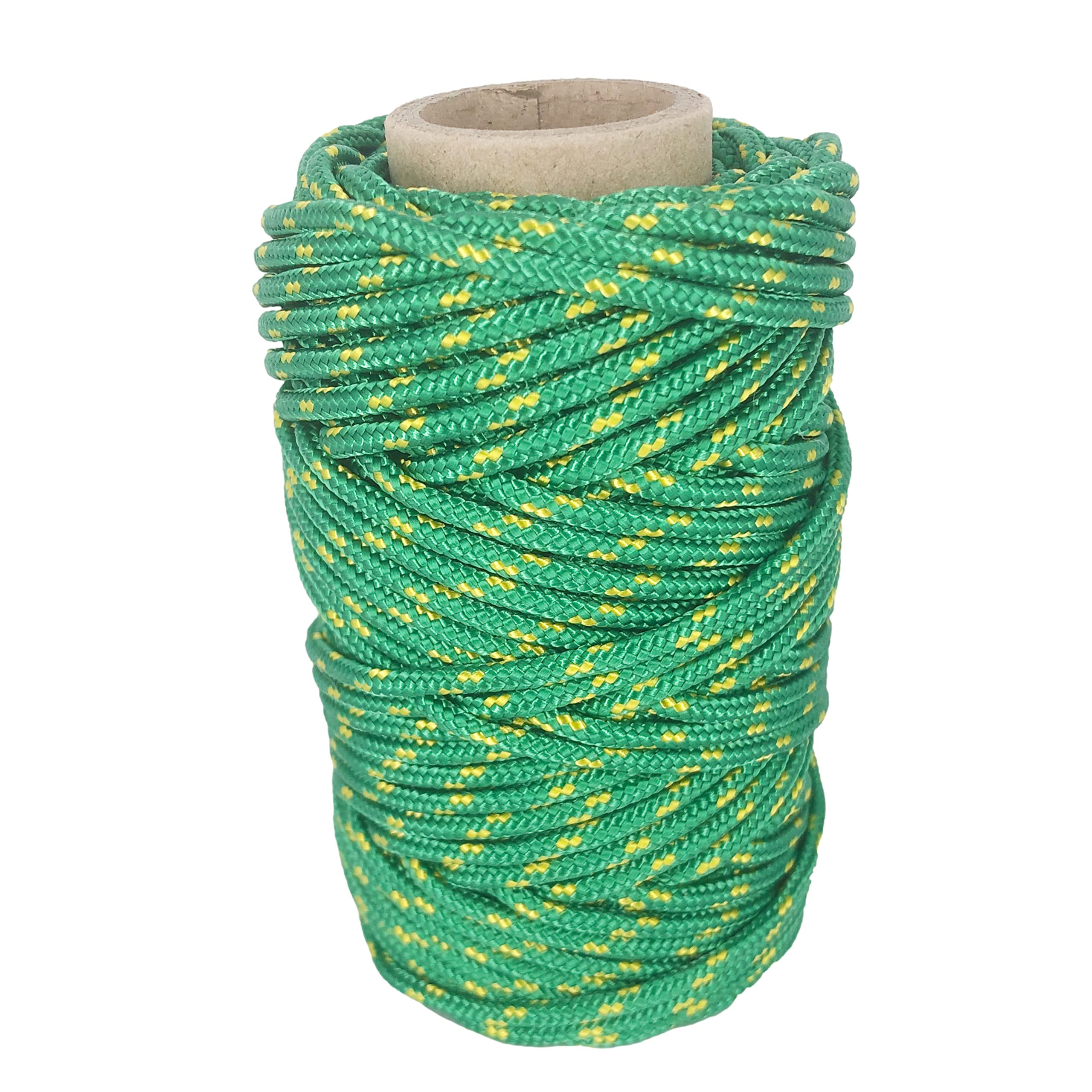 Polyester Cord 3mm * 25m. Craft rope, Versatile Paracord Made in Spain, for Outdoor, Garden and DIY. Green with Yellow