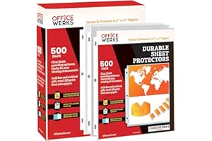 Clear Sheet Protectors, 8.5" x 11", 500 Pack, Durable, Top Load,Reinforced Holes, Acid-Free/Archival Safe