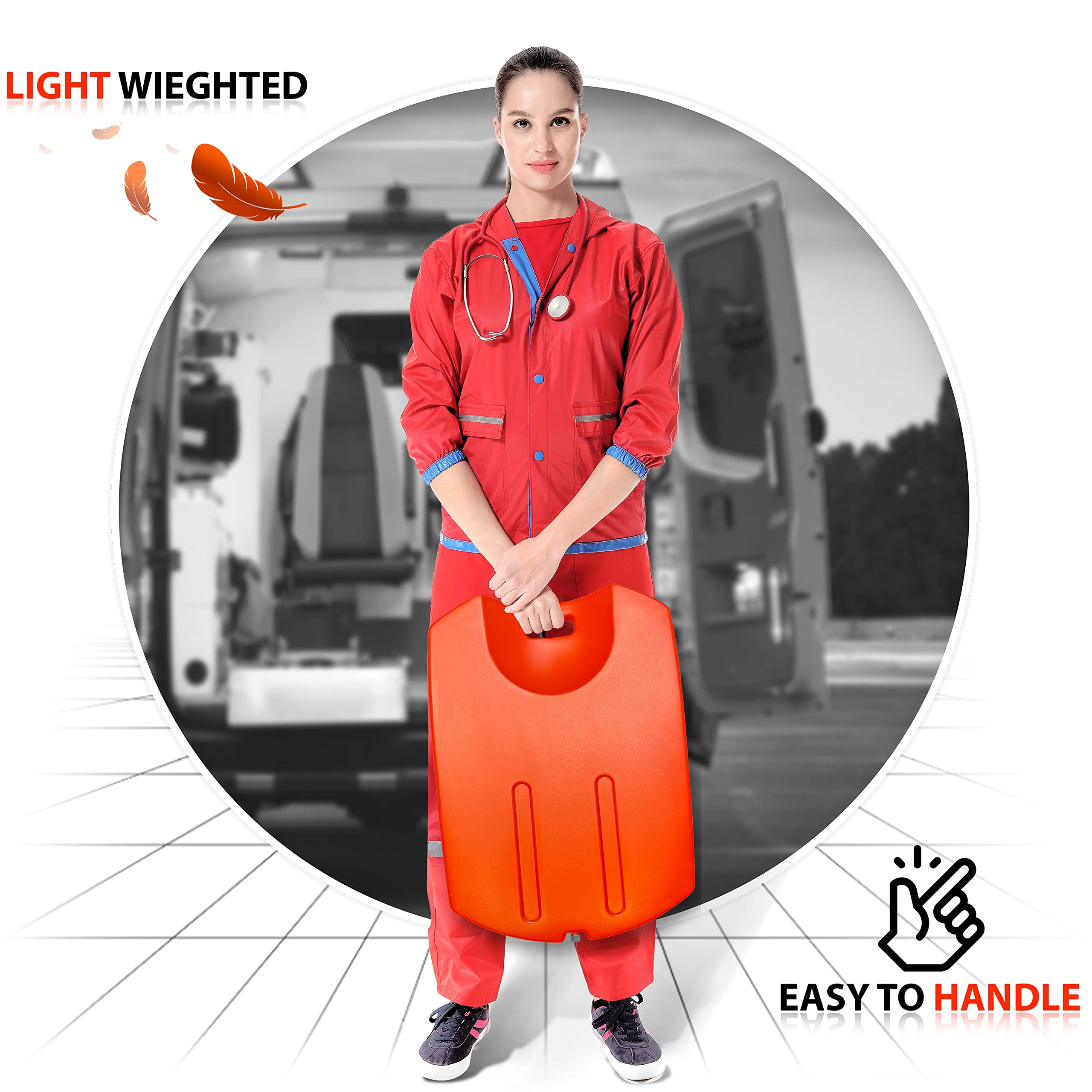 EMS XTRM CPR Board, Lifesaver Rescue, EMS Medical First Aid Supplies Cardiac Board, Portable Lightweight Recessed Handle Easy Patient Lifting