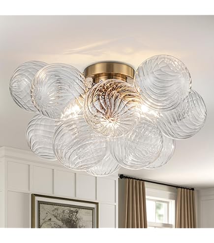 Bubble Chandelier Light Fixture, 20-inch Diameter Threaded Clear