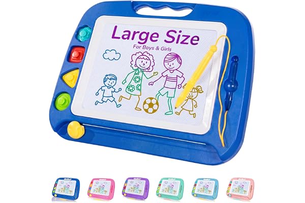 SGILE Large Magnetic Drawing Board, 16×13in Writing Painting Doodle Pad with 4 Stamps for Toddlers, Learning Educational Toy