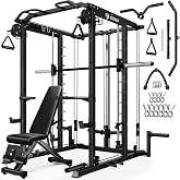 Goimu S1-V4 Smith Machine, 2000LBS Power Cage with Cable Crossover System, All-in-One Squat Rack with Smith Bar, Strength Training Equipment for Home Gym