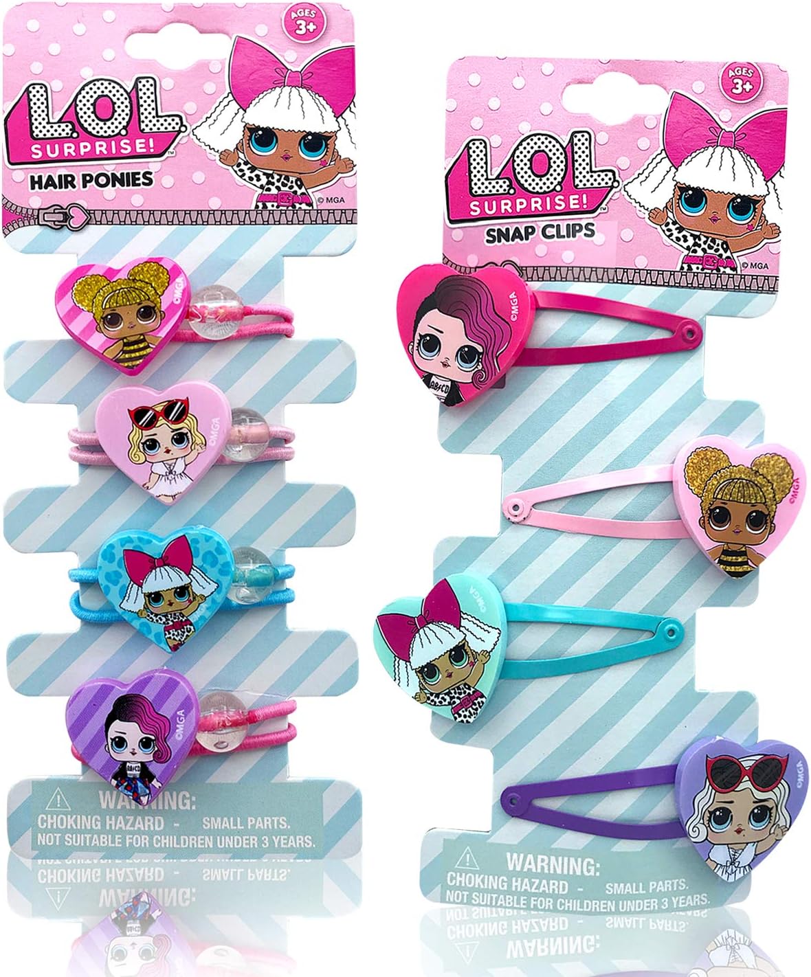 GranshopKids Girls Toddlers Diva Dolls Beauty Hair Accessories Deluxe Gift Set - Elastic Ponytail Hair Rope Band Ties Holders with Charm, Hair Snap Clips Barrettes Pin with Charm for Gifts Goodies