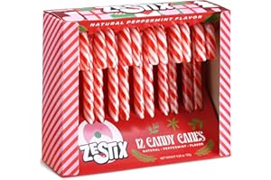 ZESTIX Candy Canes – Peppermint Holiday Candy, Individually Wrapped, 12 Count Christmas Treats & Stocking Stuffers