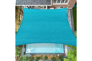 Coumavin 12'x16' Sun Shade Sail Rectangle Outdoor UV Block Square Canopy Sunshade Cover for Backyard Porch Pergola Deck Garden Patio, Turquoise