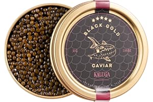 BLACK GOLD CAVIAR Kaluga Black Caviar 1.06 Oz / 30 g - Sturgeon Сaviar with Balanсed Flavor - Gourmet Fish Roe, Сaviar Food