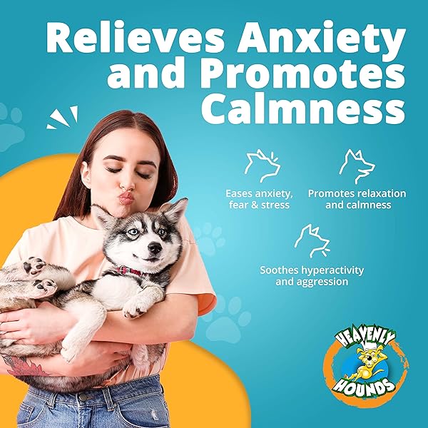 HEAVENLY HOUNDS PEANUT BUTTER CHEWS – ANXIETY RELIEF FOR DOGS – NATURAL INGREDIENTS – NO HEMP CALMING TREATS, 2 OZ – PACK OF 12