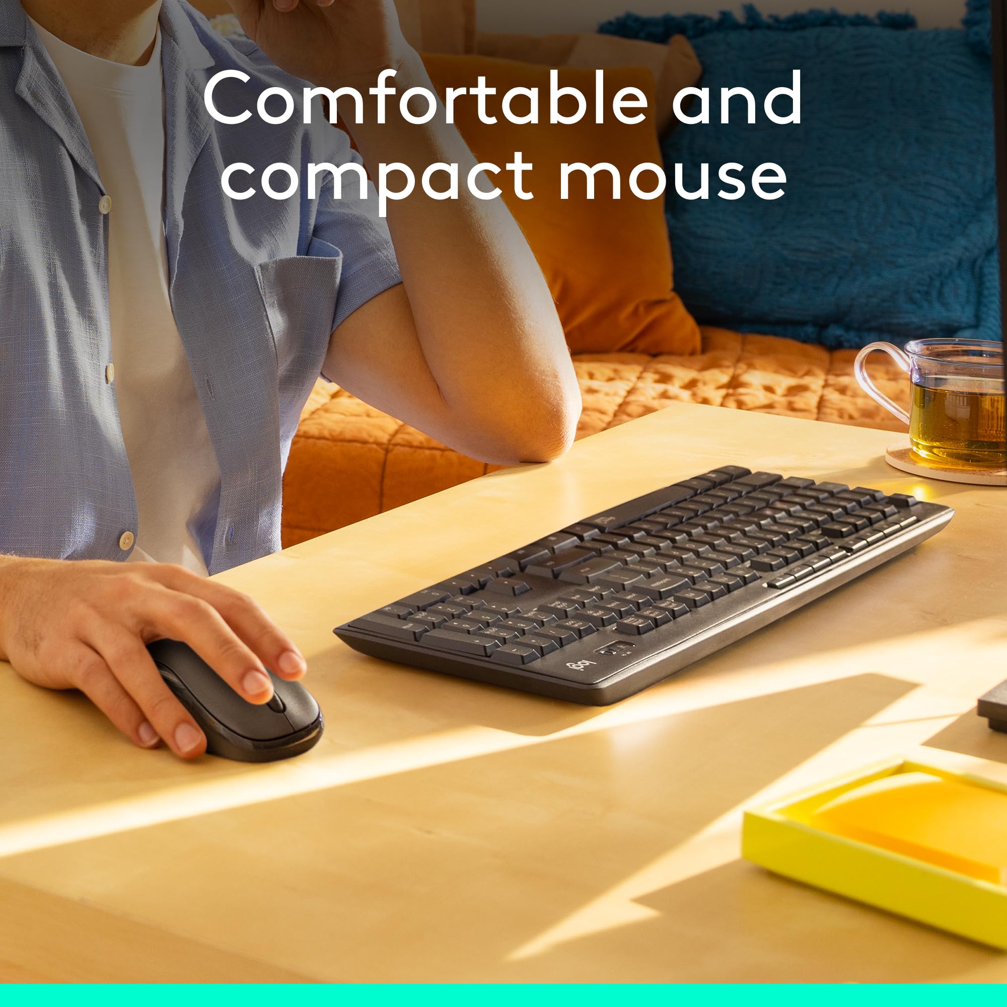 Logitech MK295 Silent Wireless Mouse & Keyboard Combo with SilentTouch Technology, Full Numpad, Advanced Optical Tracking, Lag-Free Wireless, 90% Less Noise, QWERTY UK English Layout - Black