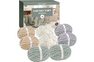 Jumbo Chenille Chunky Yarn for Crocheting - Super Bulky Fluffy Chunky Yarn for Hand Knitting - Extra Thick Soft Blanket Big Yarns 8 Jumbo Pack (27yds,8 oz Each Skein)