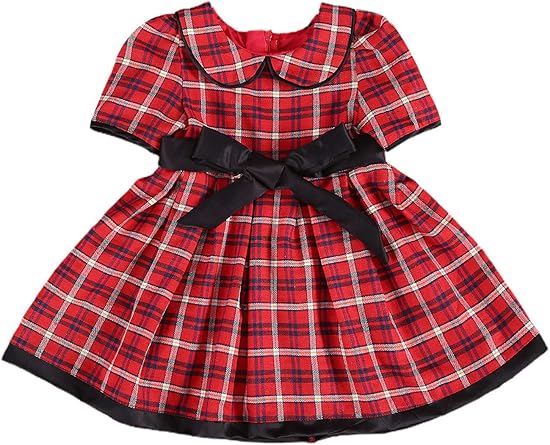 Geagodelia Robe De Noel Pour Bebe Fille Ecossais Robe De Noel A Manches Courtes Style Classique Elegante Et Mignonne Pour Fille Noel Princesse Amazon Fr Vetements Et Accessoires