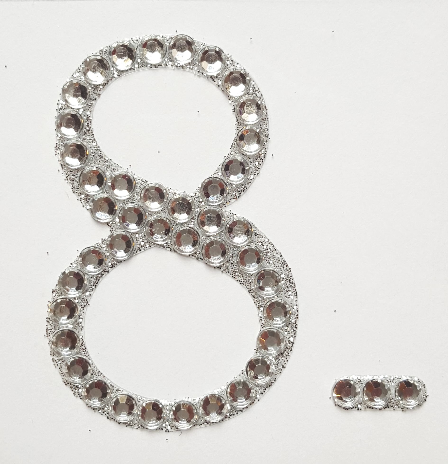 5cm Diamante Self Adhesive Glitter Number Sticker 8