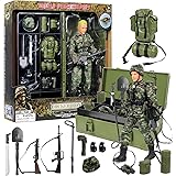 Click N' Play Military Desert Camping 12" Action Figure with Locker Storage Box Play Set with Accessories