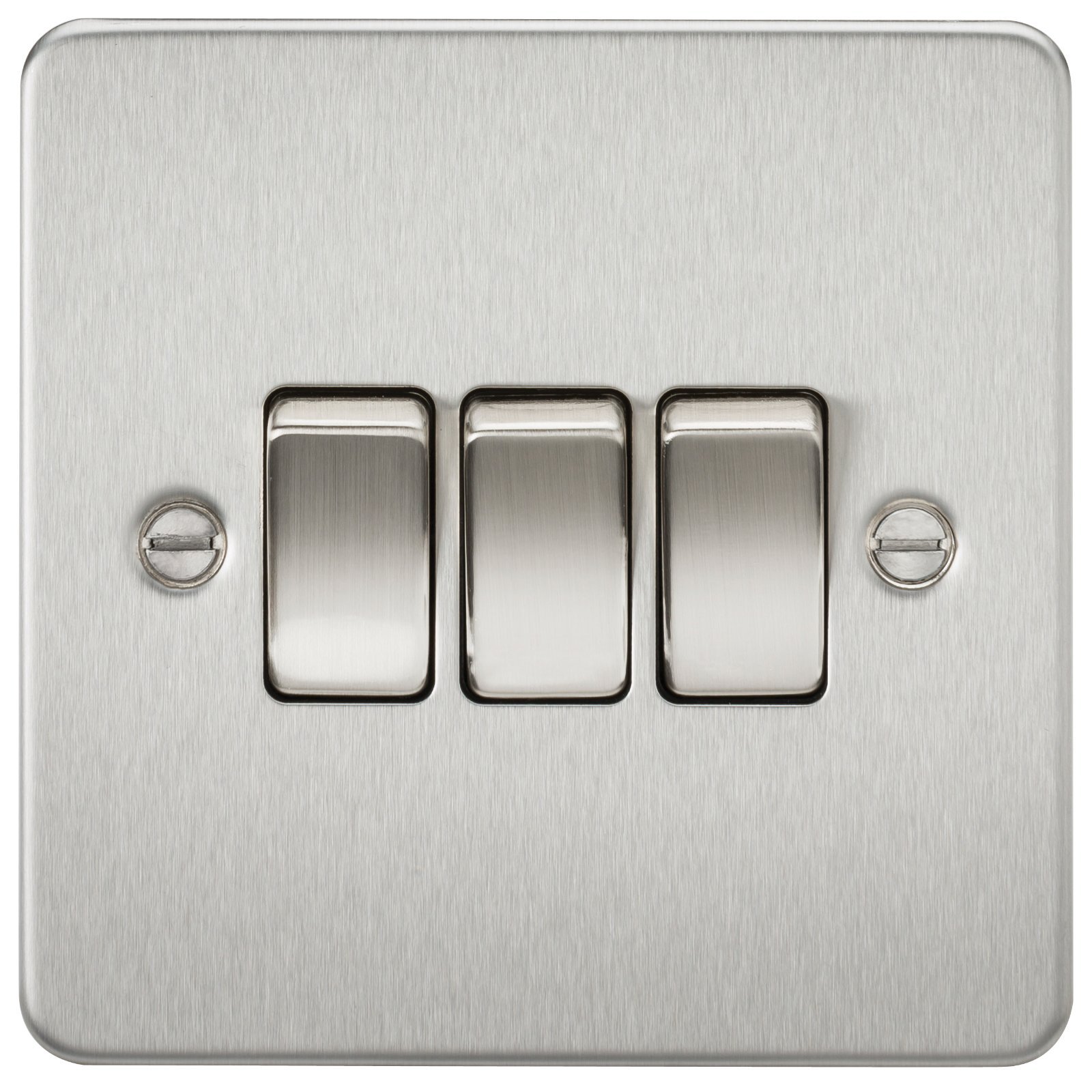 Knightsbridge FP4000BC 10 A 3G 2-Way Switch with Flat Plate, Brushed Chrome