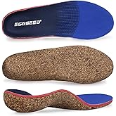 Plantar Fasciitis Relief Feet Cork Insoles Arch Supports Orthotics Inserts for Flat Feet, High Arch, Foot Pain Shoe Heel Inserts in Work Boots Blue(for Women 10-11.5/Men 9-10.5)