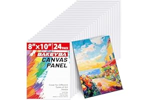 BAKEYBA 24 Pack, 8x10 Inch Painting Canvas Panels White Blank Canvas Boards 100% Cotton Art Supplies for Acrylics Oil Watercolor Tempera Paints