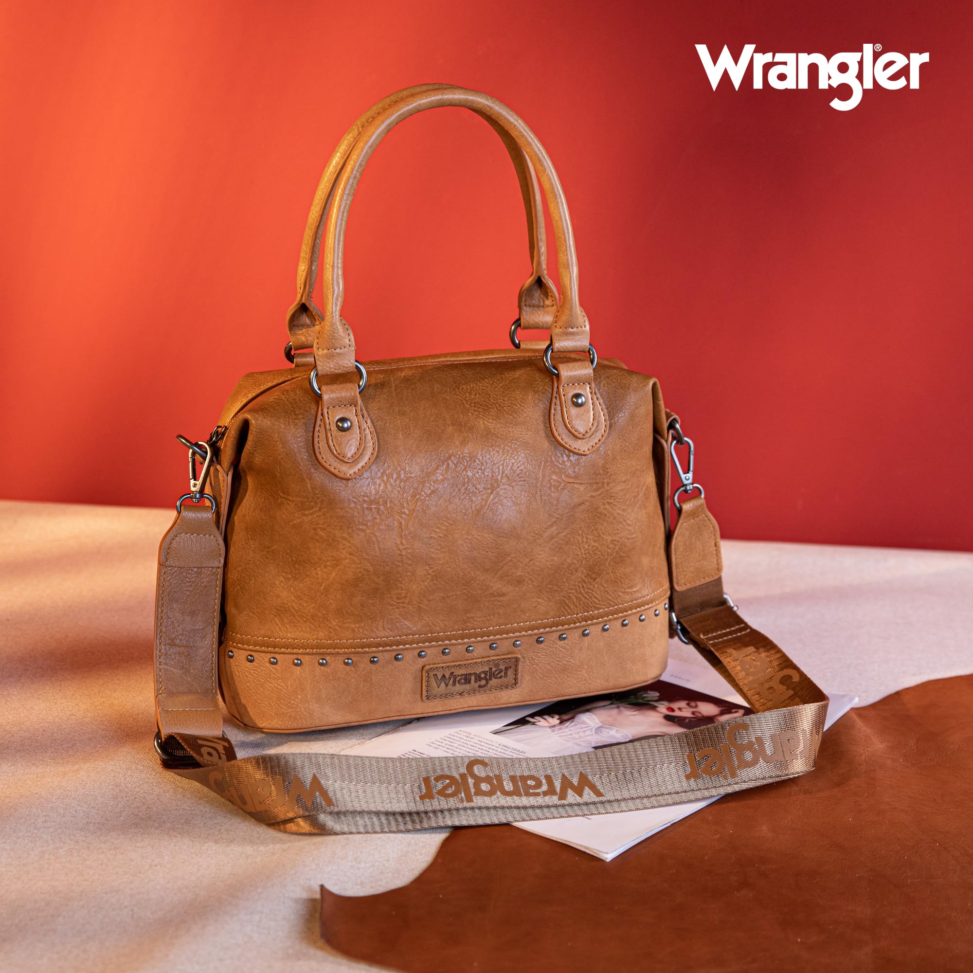 Wrangler Small Doctor Bag for Women Vintage Satchel Bag Western Handbags with Wide Strap