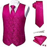 Barry.Wang Hot Pink Vest for Men Paisley Silk