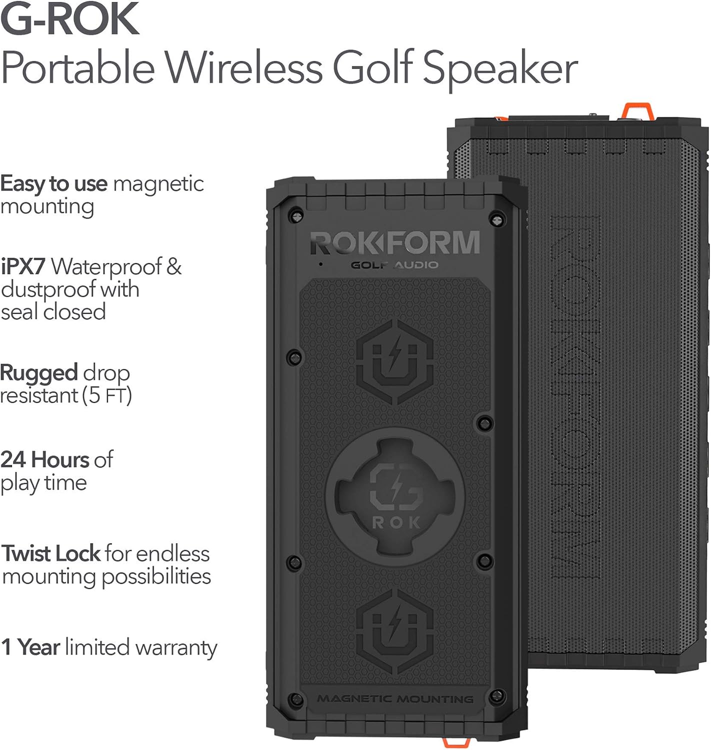 Rokform G-ROK, Magnetic Wireless Portable Golf Cart Speaker, IPX7 Waterproof, Shockproof & Dustproof, Loud & Clear Sound - Image 3