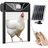 Automatic Chicken Coop Door with Remote Control, 7W Solar Chicken Door | Auto Space-Saving Roll-Up Opener, Timer &amp; Light Sensor Dual Mode, Anti-Pinch for Chickens, Ducks &amp; Geese