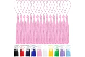 Wokape 100PCS 13cm/5 Inch Bulk Tassels Bookmark Tassel Silky Handmade Soft Craft Tassels Pink Mini Tassel with Loops for Craf