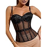 WS Waist Secrets Perfect Corset NYC OVERBUST Mesh Corset Top Lace up Corset with 15 Steel Boned