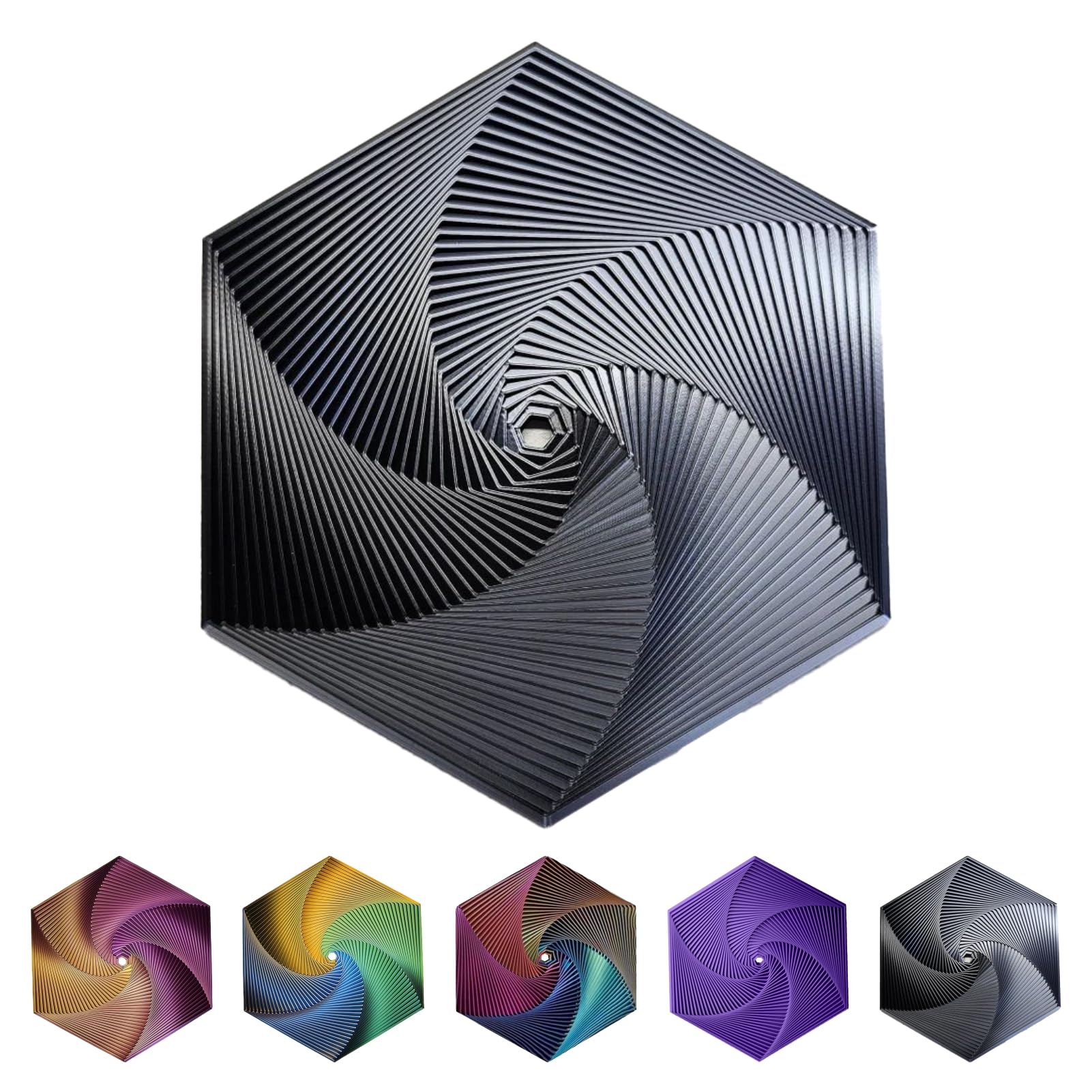 Photo 1 of 3D Printed Hexagon Fidget Toy, Infinity Cube Sensory Christmas Birthday Gifts for Adults, Desk Spinning Toy, Fractal Hexagon Spiral Visual Fingertip Toys for Stress Anxiety (5.75in) (Black-Silver)