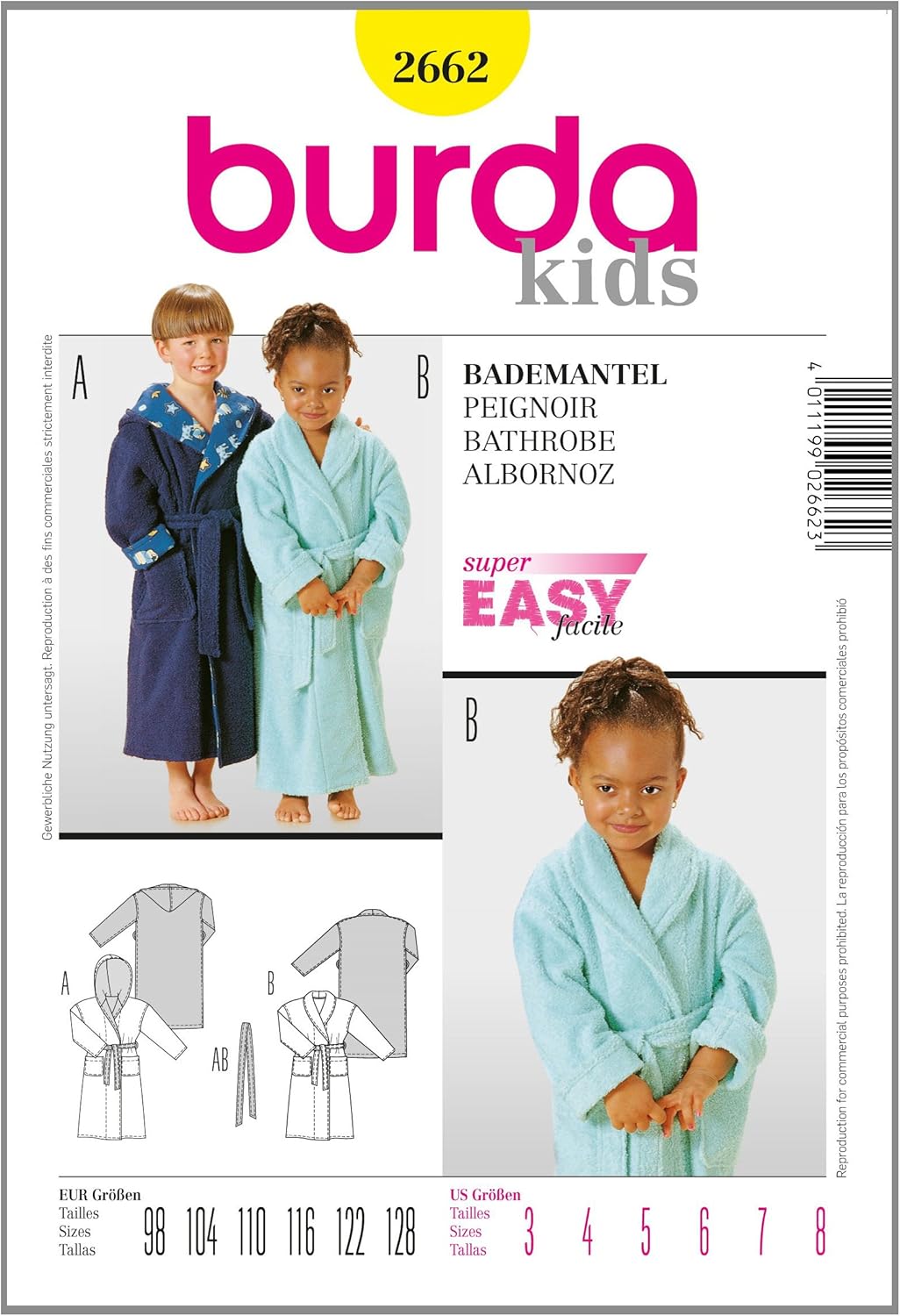 Burda B2662 Patron De Couture Peignoir 19 X 13 Cm Amazon Fr Cuisine Maison