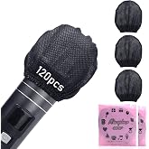 120pcs (60 pairs) Mic Covers Disposable Non-Woven, Individually Wrapped Mic Cover For Sanitary Mic Covers Disposable For Mic Microphone Windscreen &amp; Pop Filters Black