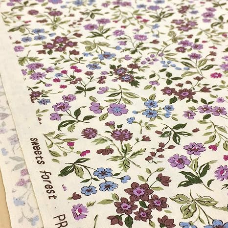Amazon 花柄 生地 パープル ブロード おしゃれなボタニカルプリント生地 布 布地 手芸 1ｍ単位 布 生地 通販
