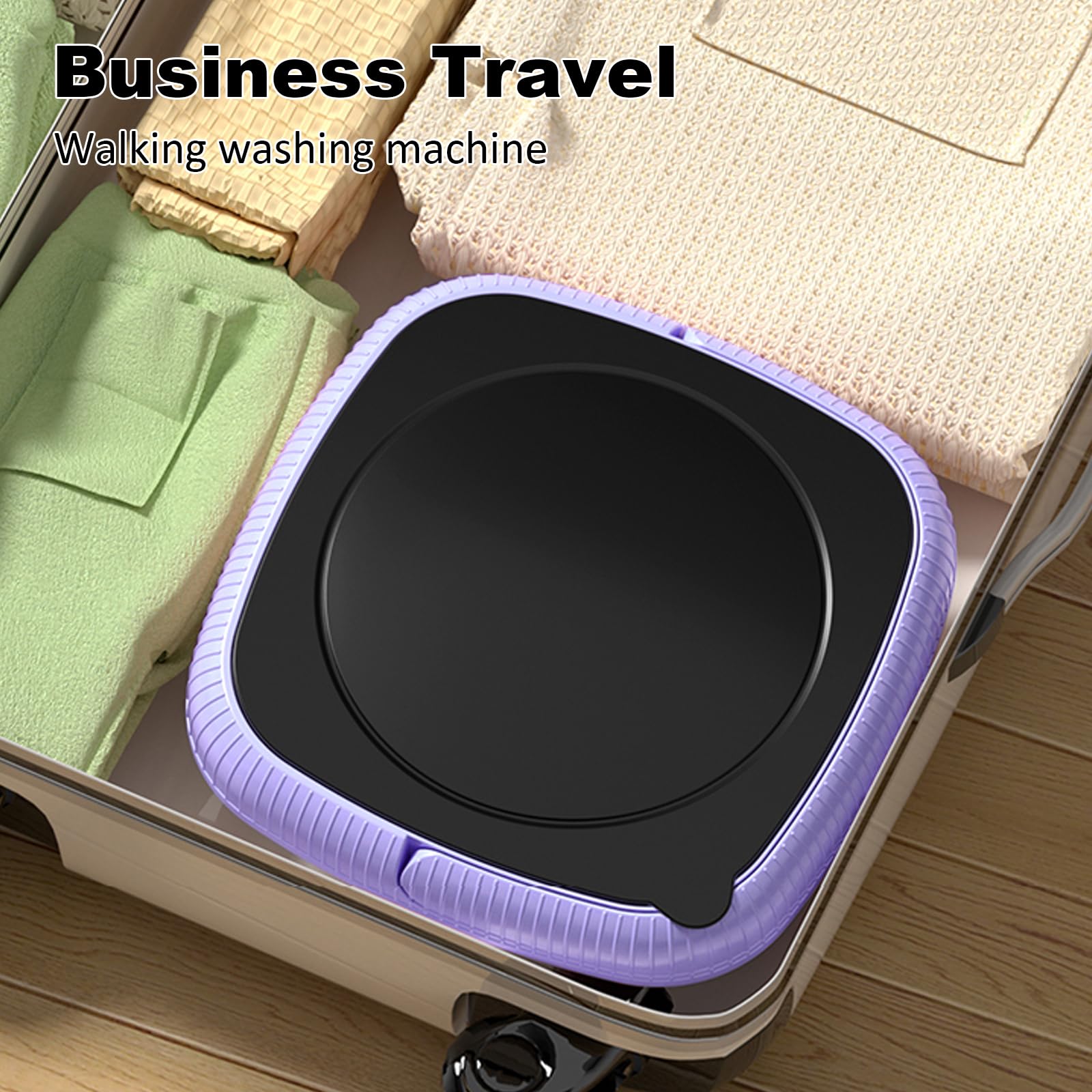 Portable small washing machine,13L Capacity Foldable Mini Washer,Ideal for Baby Clothes, Underwear & Small Items. Perfect for Apartments, Dorms, RVs & Travel (Purple)