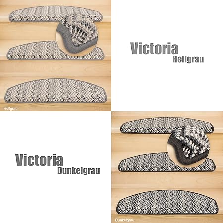 Kettelservice-Metzker Stufenmatten Treppenmatten Victoria Trittfläche: 65x24cm Dunkelgrau 12 Stück