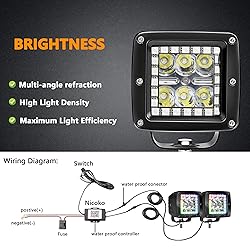 Nicoko 18w 3" Led Work Light with Chaser RGB Halo