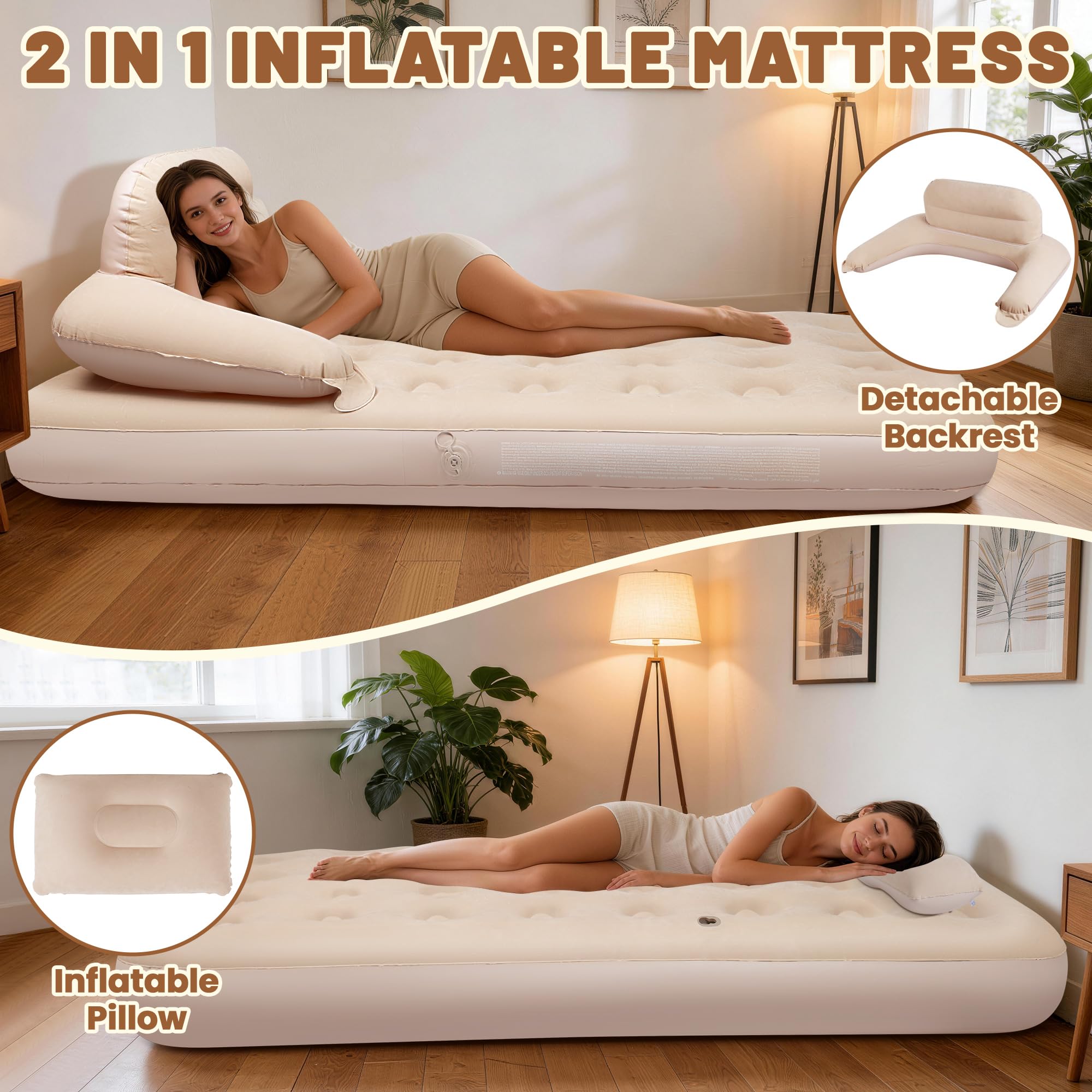 Condition photo showing New/Like New for meilyte inflatable bed twin size, inflatable couch for adults with flocked surface, inflatable air m