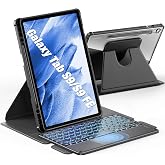 INFILAND for Samsung Galaxy Tab S10 Lite/S10 FE/S9/S9 FE 5g Case with Keyboard [High Precision Trackpad &amp; 7 Color Backlit &amp; S Pen Holder], Detachable Keyboard Case with 360 Degree Rotating Stand Black