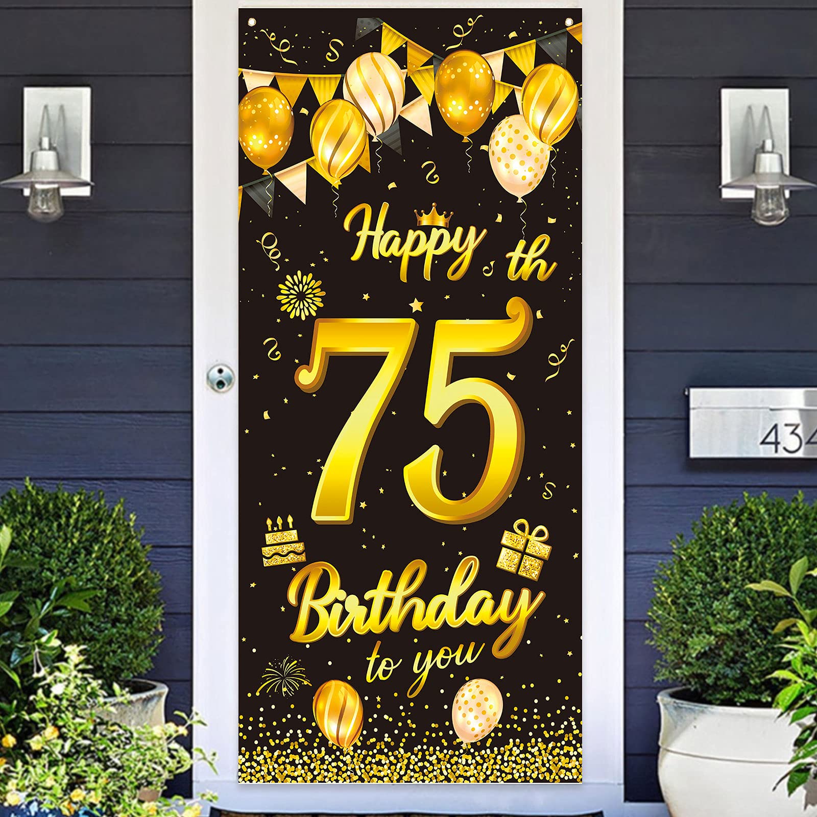 wongmode Happy 75th Birthday to You Door Banner