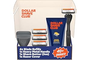 Dollar Shave Club | The Member Exclusive Shave Set | 4 Extra Close Refill Cartridges, 1 Handle (Black), 1 Shave Butter 3 ounce, 1 Razor Cover, Razors for Men