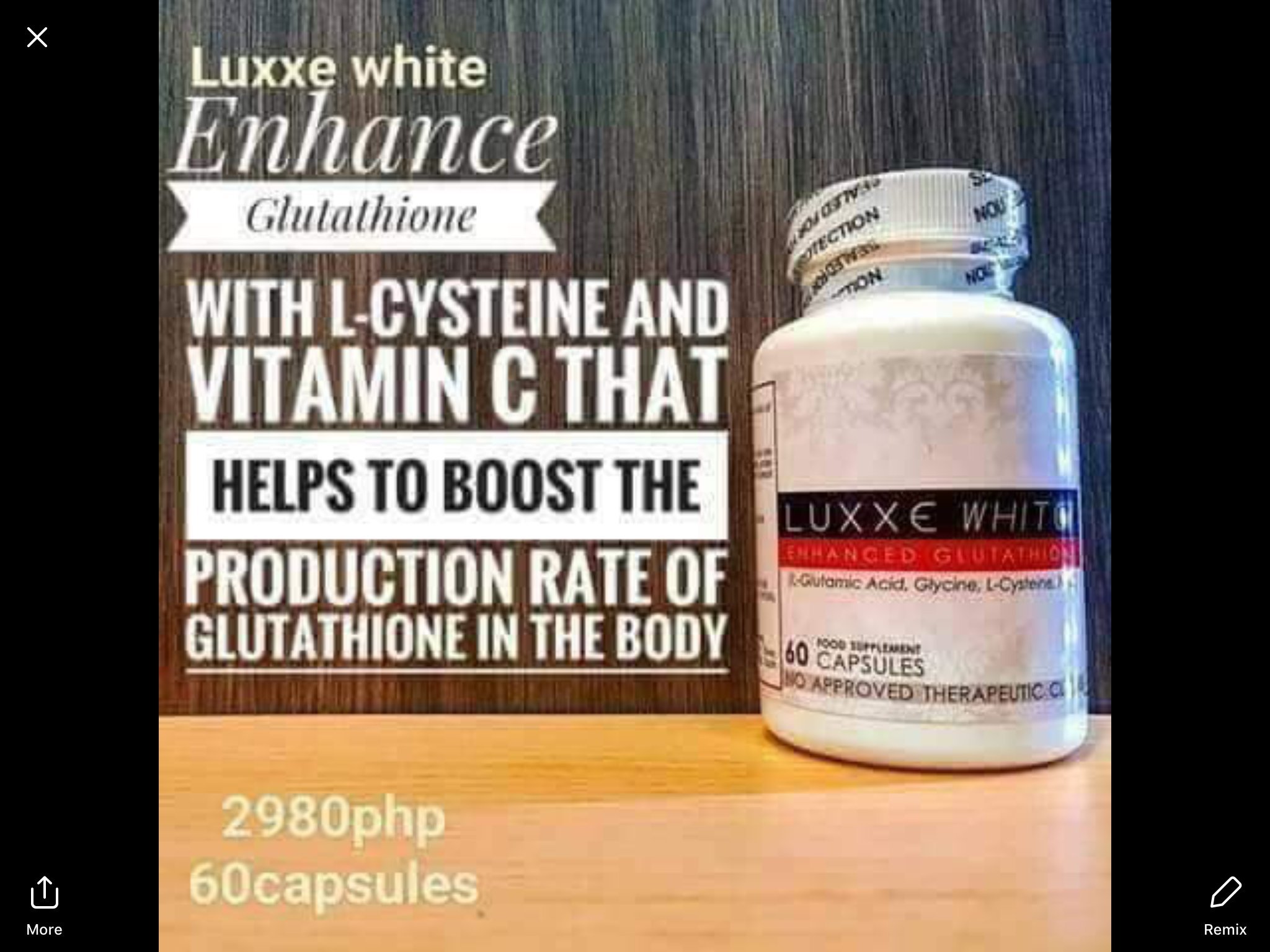 Luxxe White Enhanced Glutathione L Glutamic Acid Glycerin L Cysteine