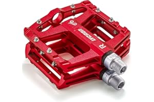 LYCAON Bike Cycling Pedals, CNC Machined Aluminum Alloy Durable Non-Slip Bicycle Pedal, CR-MO & 3 Bearings Pedals for 9/16" U